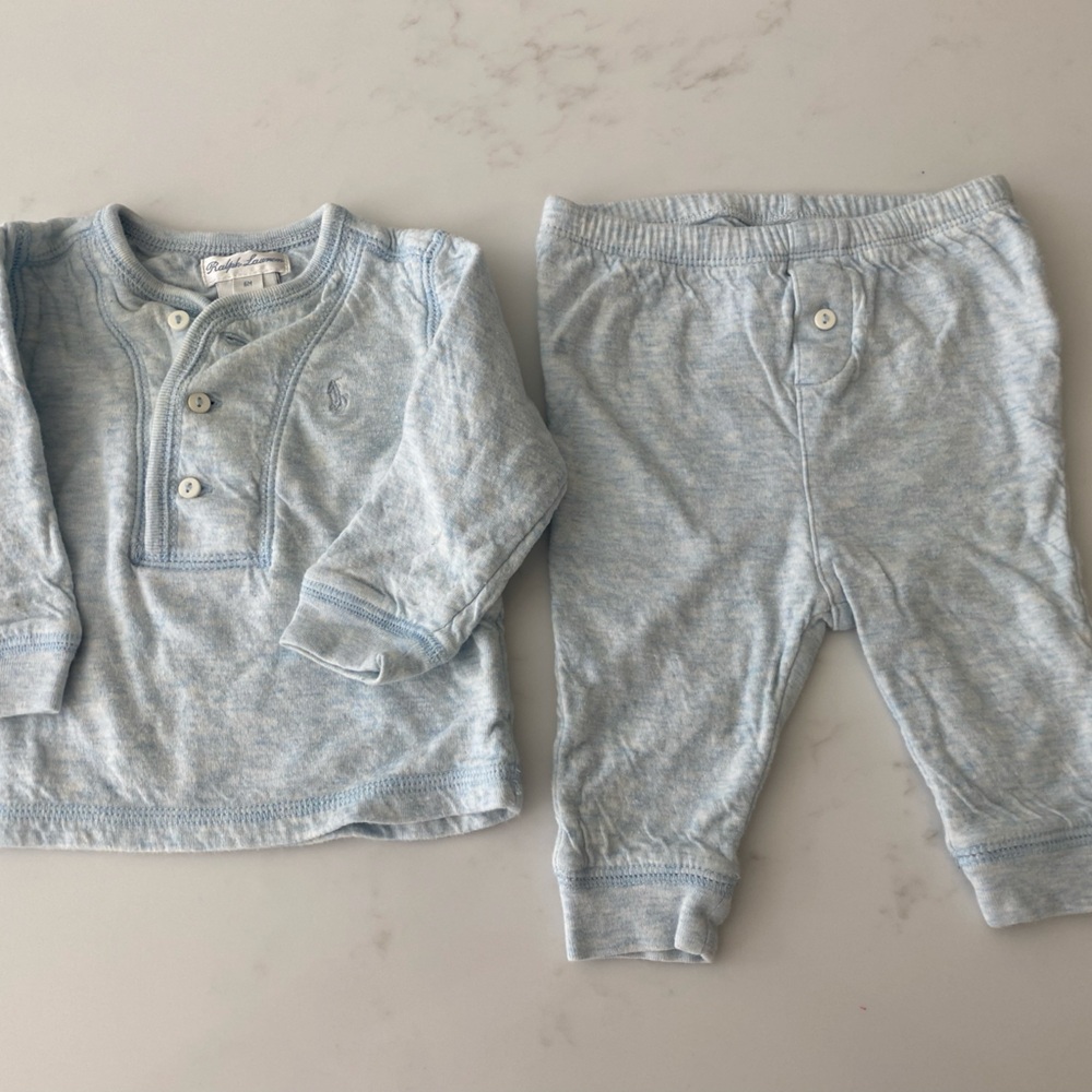 Light blue cotton Ralph Lauren baby set size 6M